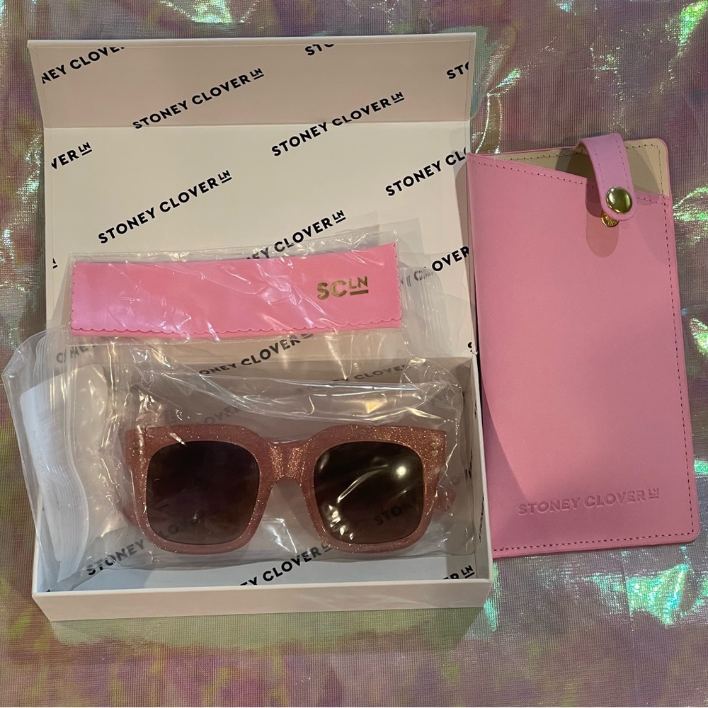 Stoney Clover Lane SCL Libby Sunglasses Sunnies in Confetti with Flamingo Case